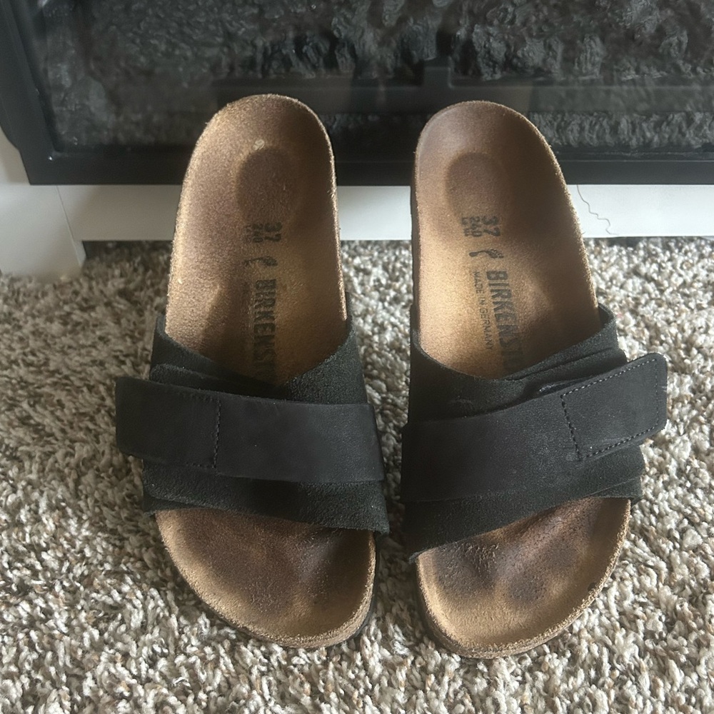 Birkenstock Black Suede Slide Sandals